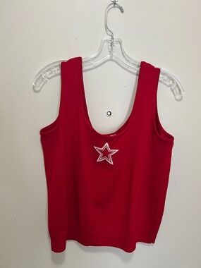 St. John Collection Red Sleeveless Star Tank